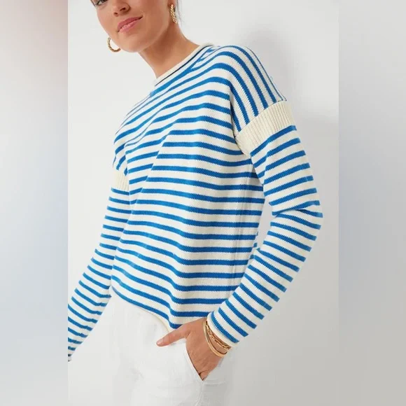 Alex Mill Mariner Roll Neck Sweater in Ultramarine and Ivory - Picture 13 of 15